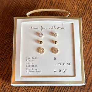 A New Day Gold and Silver Cubic Zirconia Earrings